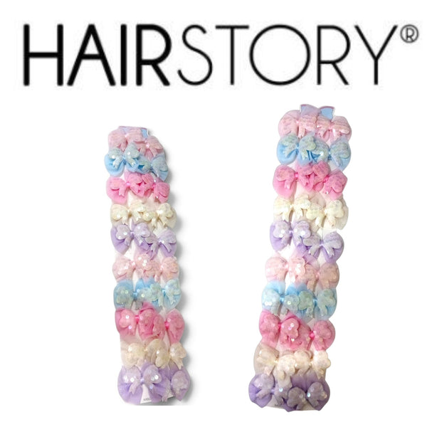 HAIRSTORY 001-BS Cute Pastel Bow Sequin Hair Clip