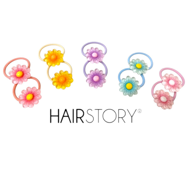 HAIRSTORY Cute Pastel Flower Charm Hair Tie