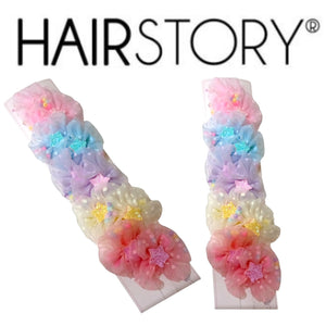 HAIRSTORY Sweet Pastel Flower W/Star and Beads Hair Clip