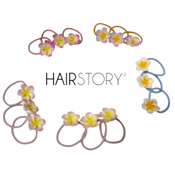 HAIRSTORY Plumeria Flower Charm Hair Ties