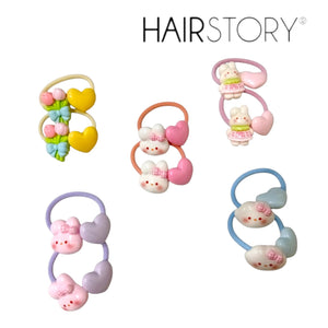 HAIRSTORY Kawaii Bear & Heart Hair Ties