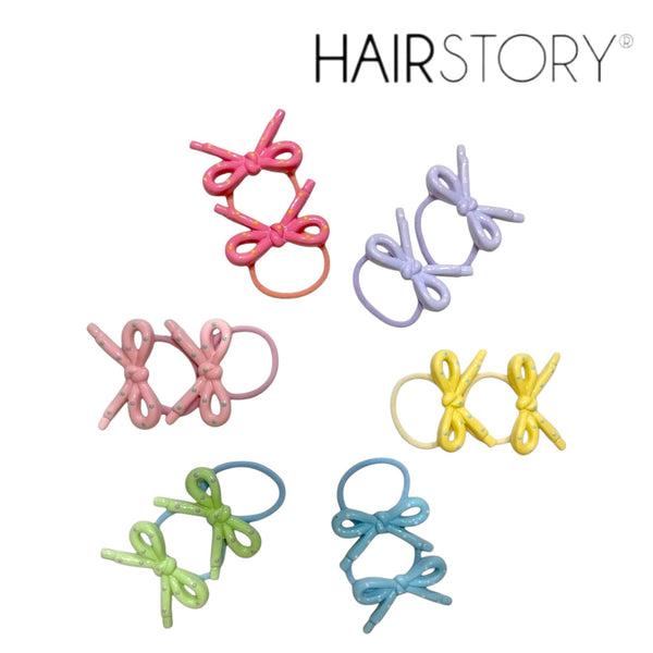 HAIRSTORY Cute Pastel Bow Charm Hair Tie