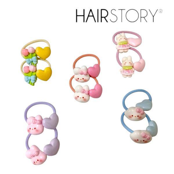 HAIRSTORY Kawaii Bear & Heart Hair Ties
