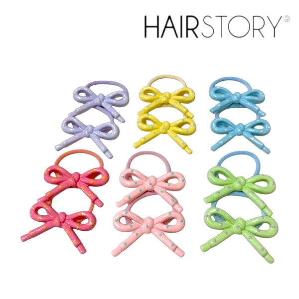 HAIRSTORY Cute Pastel Bow Charm Hair Tie