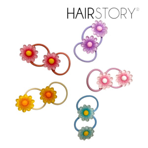 HAIRSTORY Cute Pastel Flower Charm Hair Tie