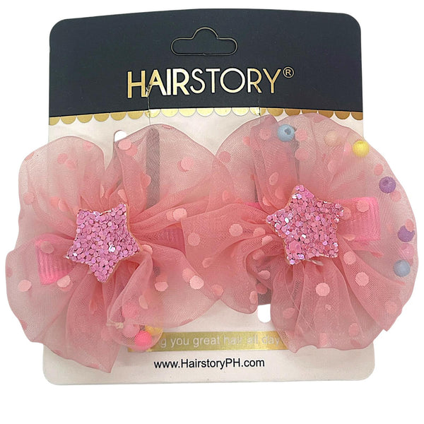 HAIRSTORY Sweet Pastel Flower W/Star and Beads Hair Clip