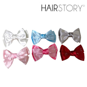 HAIRSTORY Satin Rhinestone Bow Hair Clips
