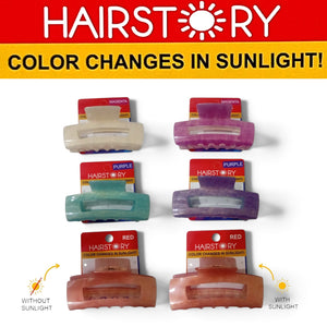 HAIRSTORY Sun UV Color Changing Acrylic Square Hollow Out Clamp 10CM