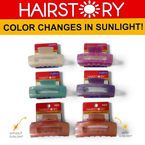 HAIRSTORY Sun UV Color Changing Acrylic Square Hollow Out Clamp 10CM