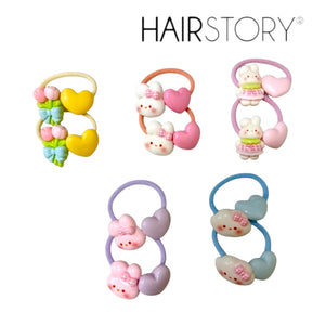 HAIRSTORY Kawaii Bear & Heart Hair Ties