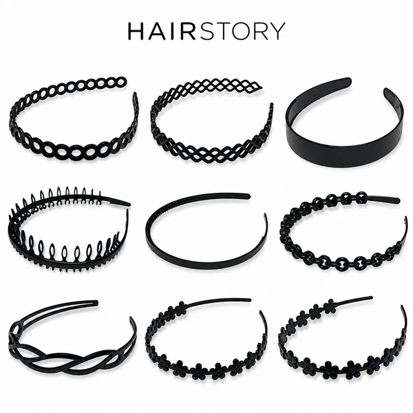 HAIRSTORY 4152-Y4158 Black Collection Multi-Design Headbands