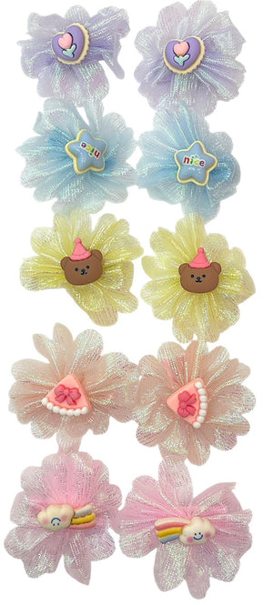 HAIRSTORY Sweet Pastel Organza Fabric Character Hair Clip