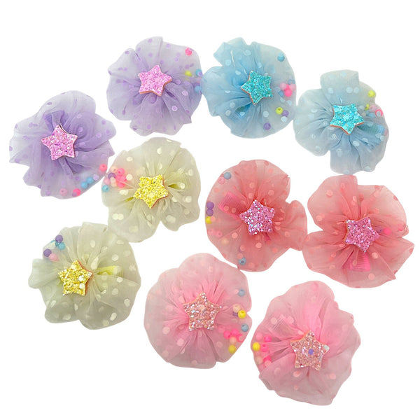 HAIRSTORY Sweet Pastel Flower W/Star and Beads Hair Clip