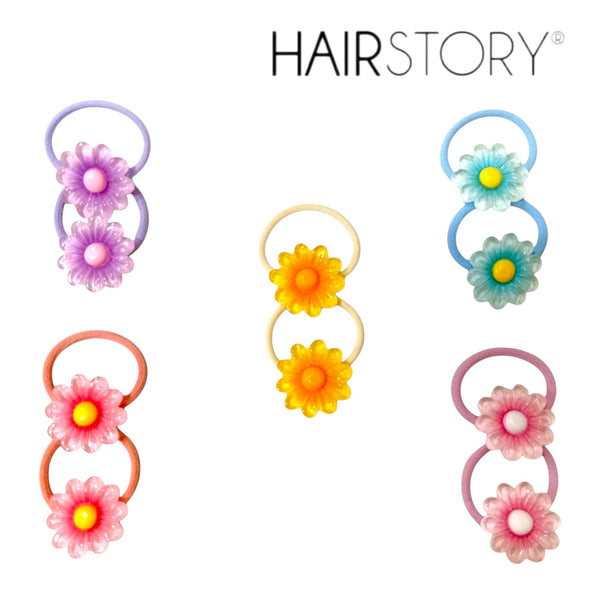 HAIRSTORY Cute Pastel Flower Charm Hair Tie