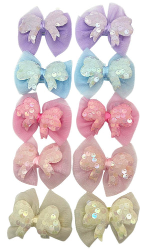 HAIRSTORY Cute Pastel Bow Sequin Hair Clip