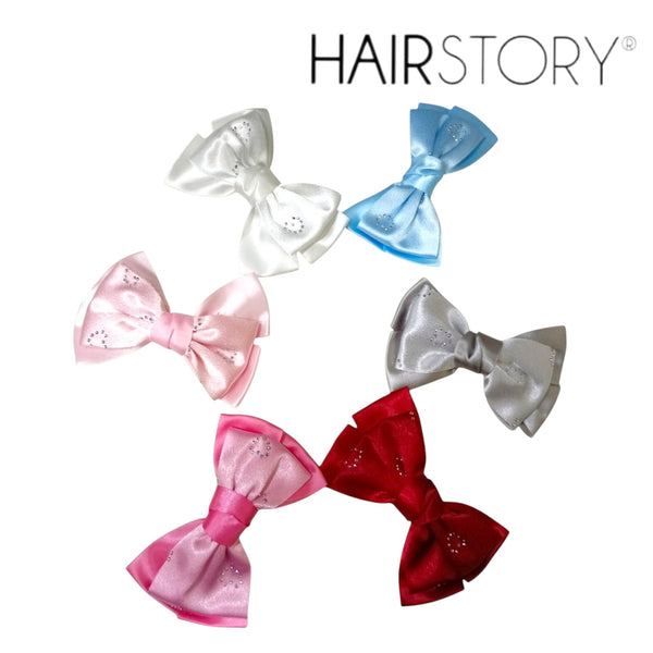 HAIRSTORY Satin Rhinestone Bow Hair Clips