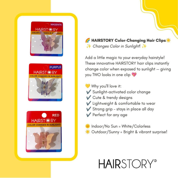 HAIRSTORY CCAH-0013 Sun UV Color Changing Acrylic Butterfly Clamp