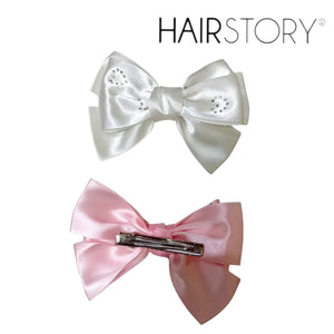 HAIRSTORY Satin Rhinestone Bow Hair Clips