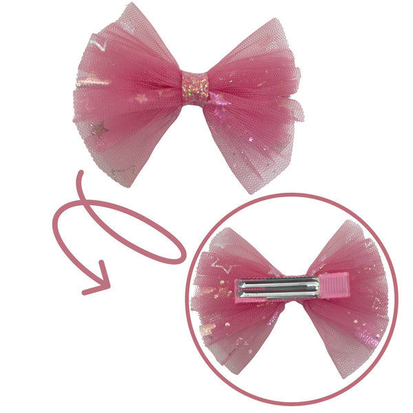HAIRSTORY Cute Bow Star Glittered Hair Clip