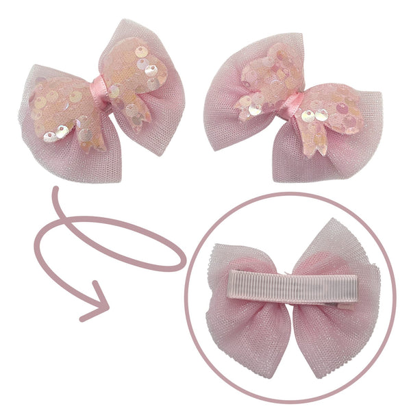 HAIRSTORY Cute Pastel Bow Sequin Hair Clip