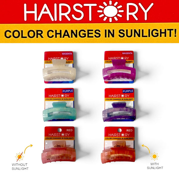 HAIRSTORY Sun UV Color Changing Acrylic Square Hollow Out Clamp 8CM