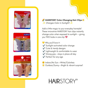 HAIRSTORY CCAH-0012 Sun UV Color Changing Acrylic Butterfly Clamp