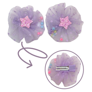 HAIRSTORY Sweet Pastel Flower W/Star and Beads Hair Clip