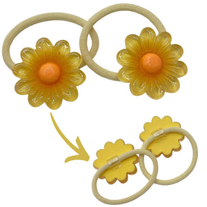 HAIRSTORY Cute Pastel Flower Charm Hair Tie