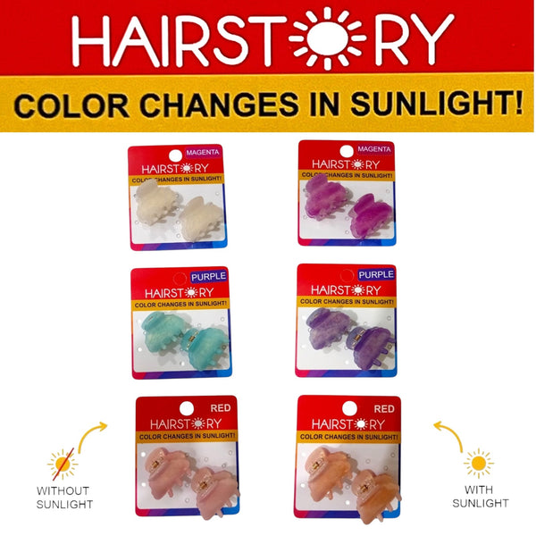 HAIRSTORY CCAH-007 Sun UV Color Changing Acrylic Arc Hair Clamp 3.5cm