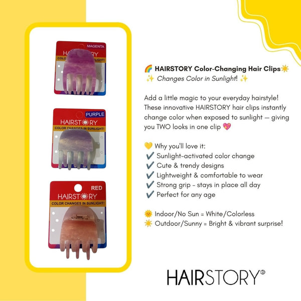HAIRSTORY CCAH-011 Sun UV Color Changing Acrylic Claw Clamp
