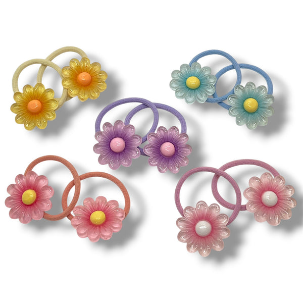 HAIRSTORY Cute Pastel Flower Charm Hair Tie