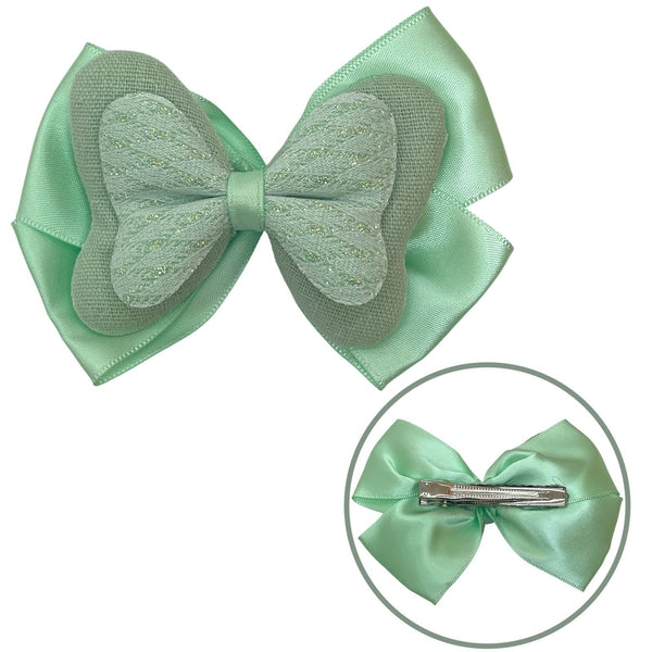 HAIRSTORY Double Layered Bow Diamond Patterned