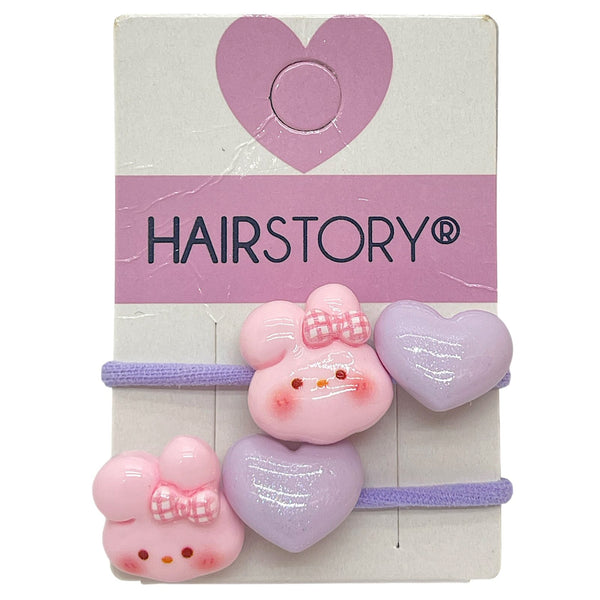 HAIRSTORY Kawaii Bear & Heart Hair Ties
