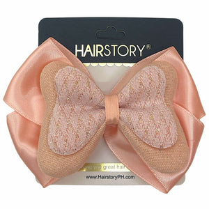 HAIRSTORY Double Layered Bow Diamond Patterned
