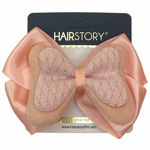 HAIRSTORY Double Layered Bow Diamond Patterned