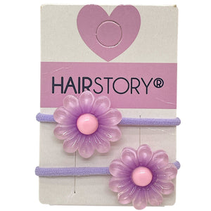 HAIRSTORY Cute Pastel Flower Charm Hair Tie