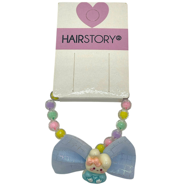 HAIRSTORY 2in1 Bracelet Hair ties Pastel Beads Ribbon W/ Bunny Charms
