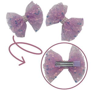 HAIRSTORY Sparkle Sequin Bow Hair Clips