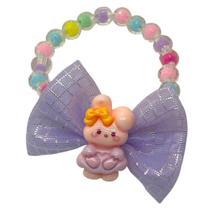 HAIRSTORY 2in1 Bracelet Hair ties Pastel Beads Ribbon W/ Bunny Charms