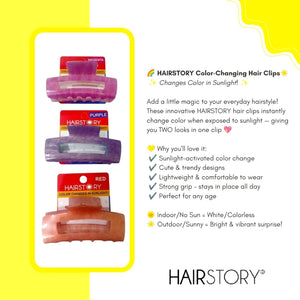 HAIRSTORY Sun UV Color Changing Acrylic Square Hollow Out Clamp 8CM