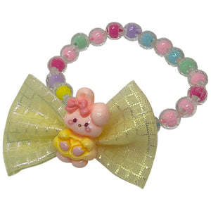 HAIRSTORY 2in1 Bracelet Hair ties Pastel Beads Ribbon W/ Bunny Charms
