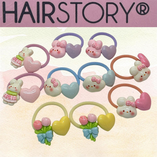 HAIRSTORY Kawaii Bear & Heart Hair Ties