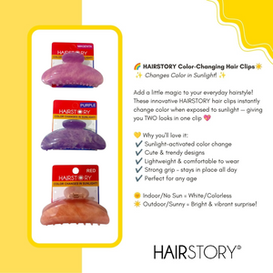 HAIRSTORY CCAH-004 Sun UV Color Changing Acrylic Arc Hair Clamp 10.5cm