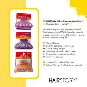 HAIRSTORY CCAH-008 Sun UV Color Changing Acrylic Arc Hollow Out Clamp 8.5cm
