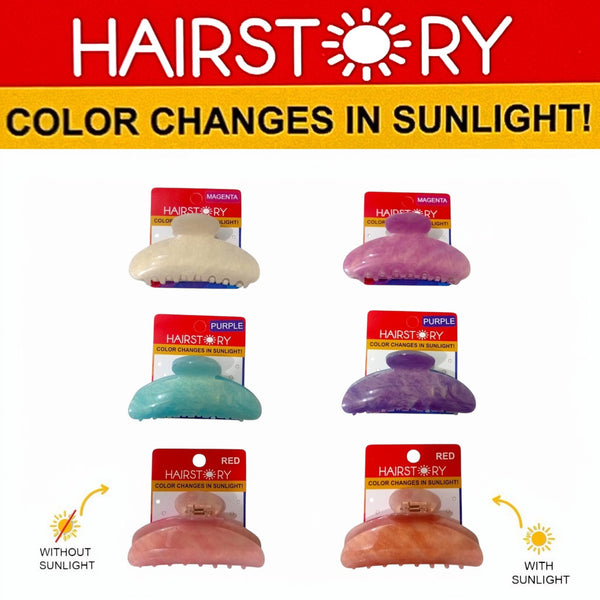 HAIRSTORY CCAH-004 Sun UV Color Changing Acrylic Arc Hair Clamp 10.5cm