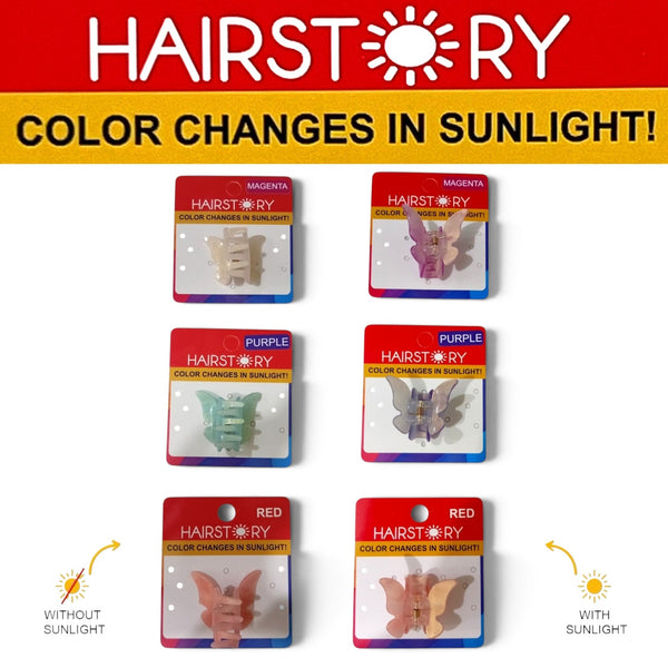 HAIRSTORY CCAH-0013 Sun UV Color Changing Acrylic Butterfly Clamp