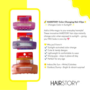HAIRSTORY Sun UV Color Changing Acrylic Square Hollow Out Clamp 10CM