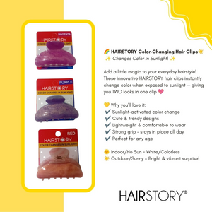 HAIRSTORY CCAH-004 Sun UV Color Changing Acrylic Arc Hair Clamp 8cm