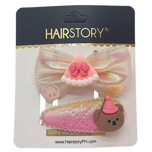 HAIRSTORY Cute Character Bow & Hair Clip Set