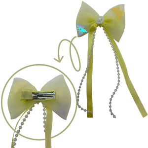 HAIRSTORY Butterfly Bow with Pearl & Ribbon Details Hair Clip